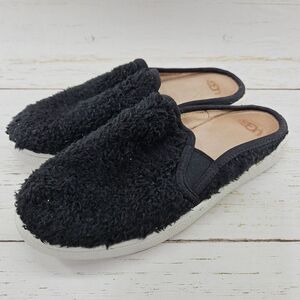 UGG Luci Womens 7 Black Slip‎ On Mule Comfort Shoes Shaggy Wool Slipper 1091950